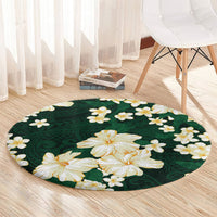 Hawaii Hibiscus Plumeria Green Round Carpet Polynesian Pattern LT01 - Polynesian Pride