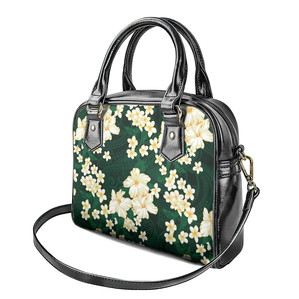 Hawaii Hibiscus Plumeria Green Shoulder Handbag Polynesian Pattern LT01 - Polynesian Pride