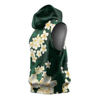 Hawaii Hibiscus Plumeria Green Sleeveless Hoodie Polynesian Pattern LT01 - Polynesian Pride