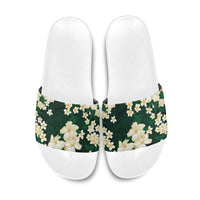 Hawaii Hibiscus Plumeria Green Slide Sandals Polynesian Pattern LT01 Green - Polynesian Pride