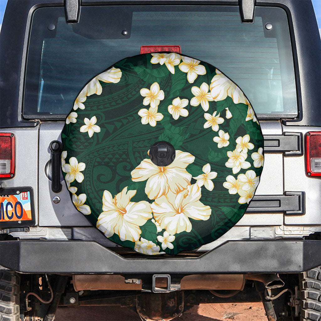 Hawaii Hibiscus Plumeria Green Spare Tire Cover Polynesian Pattern LT01 Green - Polynesian Pride