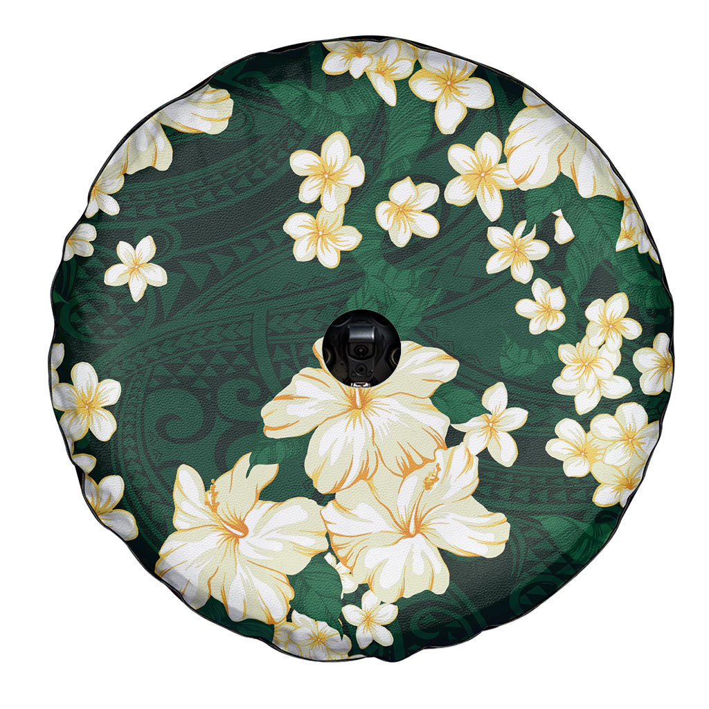 Hawaii Hibiscus Plumeria Green Spare Tire Cover Polynesian Pattern LT01 - Polynesian Pride