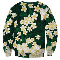 Hawaii Hibiscus Plumeria Green Sweatshirt Polynesian Pattern LT01 - Polynesian Pride
