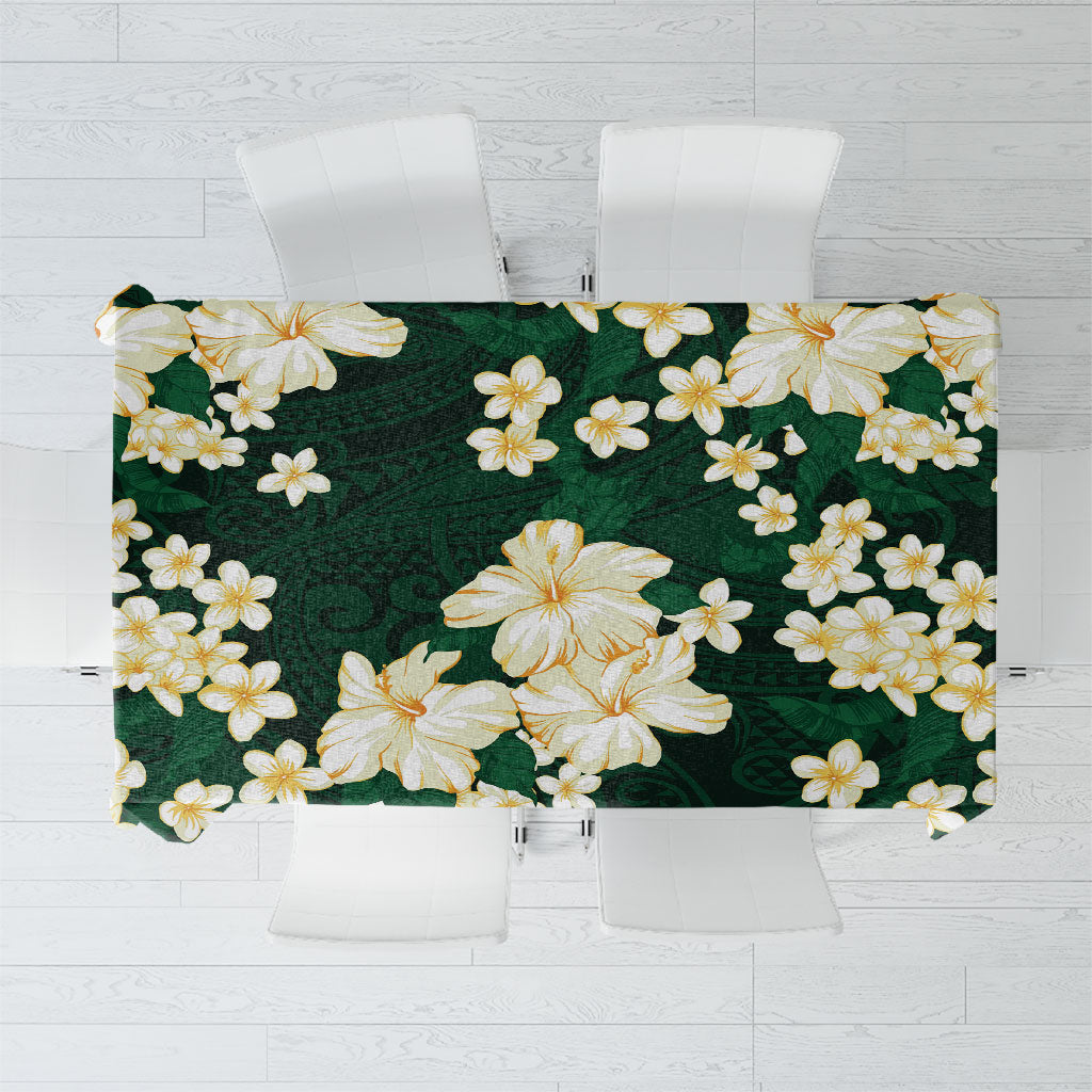 Hawaii Hibiscus Plumeria Green Tablecloth Polynesian Pattern LT01 Green - Polynesian Pride