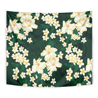 Hawaii Hibiscus Plumeria Green Tapestry Polynesian Pattern LT01 - Polynesian Pride