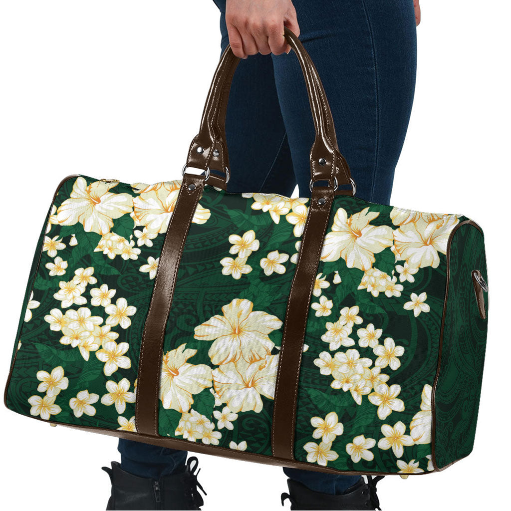 Hawaii Hibiscus Plumeria Green Travel Bag Polynesian Pattern LT01 - Polynesian Pride