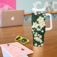 Hawaii Hibiscus Plumeria Green Tumbler With Handle Polynesian Pattern LT01 - Polynesian Pride
