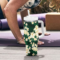Hawaii Hibiscus Plumeria Green Tumbler With Handle Polynesian Pattern LT01 - Polynesian Pride