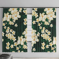 Hawaii Hibiscus Plumeria Green Window Curtain Polynesian Pattern LT01 With Hooks Green - Polynesian Pride