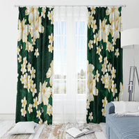 Hawaii Hibiscus Plumeria Green Window Curtain Polynesian Pattern LT01 - Polynesian Pride