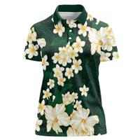 Hawaii Hibiscus Plumeria Green Women Polo Shirt Polynesian Pattern LT01 Female Green - Polynesian Pride