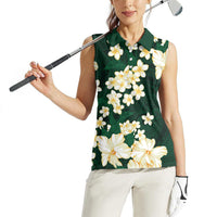 Hawaii Hibiscus Plumeria Green Women Sleeveless Polo Shirt Polynesian Pattern LT01 - Polynesian Pride