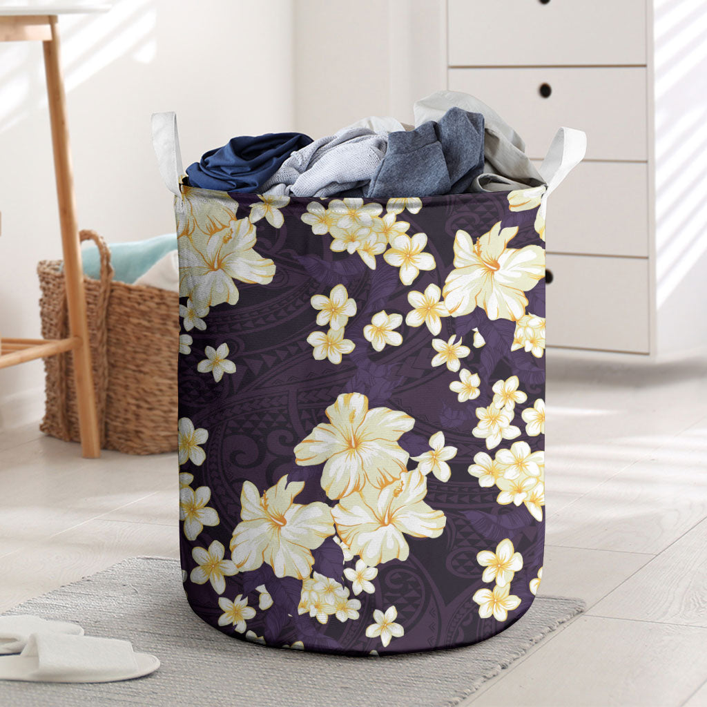 Hawaii Hibiscus Plumeria Purple Laundry Basket Polynesian Pattern LT01 Purple - Polynesian Pride