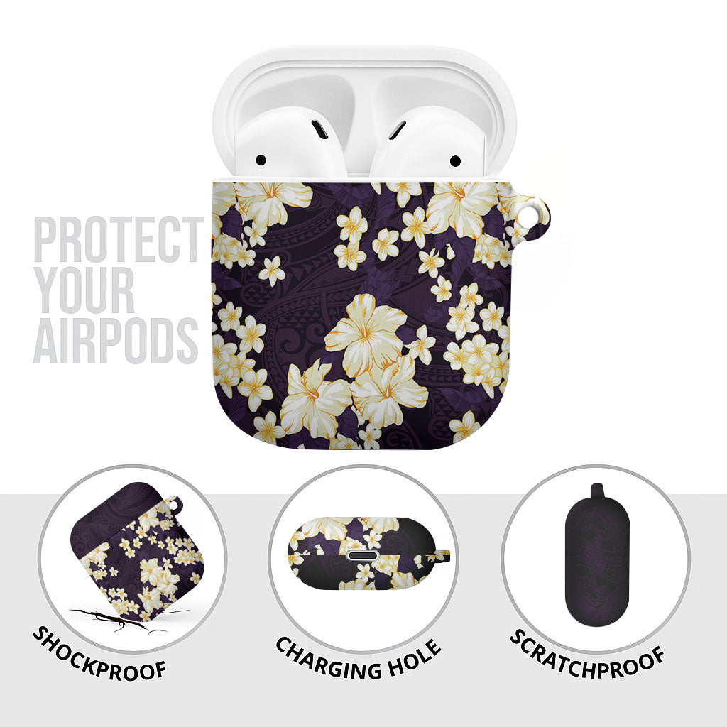 Hawaii Hibiscus Plumeria Purple AirPods Case Polynesian Pattern LT01 - Polynesian Pride