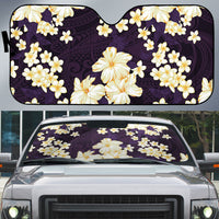 Hawaii Hibiscus Plumeria Purple Auto Sun Shade Polynesian Pattern LT01 Purple - Polynesian Pride