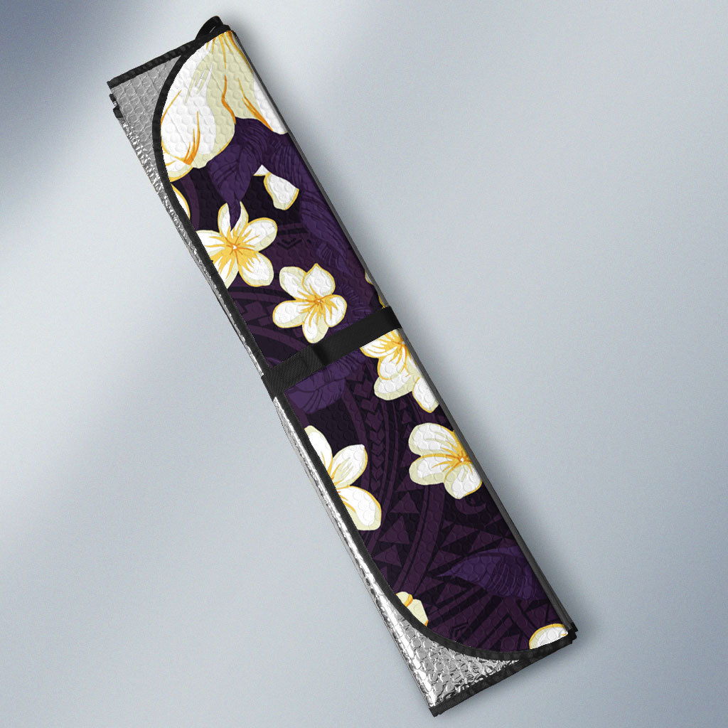 Hawaii Hibiscus Plumeria Purple Auto Sun Shade Polynesian Pattern LT01 - Polynesian Pride