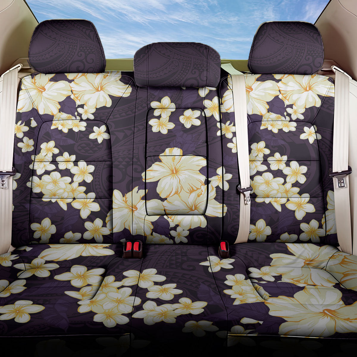 Hawaii Hibiscus Plumeria Purple Back Car Seat Cover Polynesian Pattern LT01 One Size Purple - Polynesian Pride