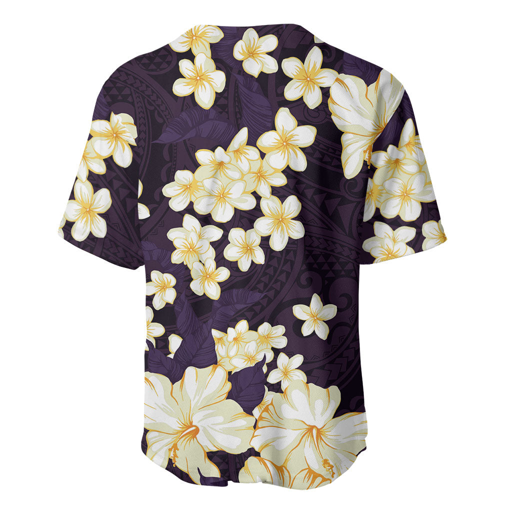 Hawaii Hibiscus Plumeria Purple Baseball Jersey Polynesian Pattern LT01 - Polynesian Pride