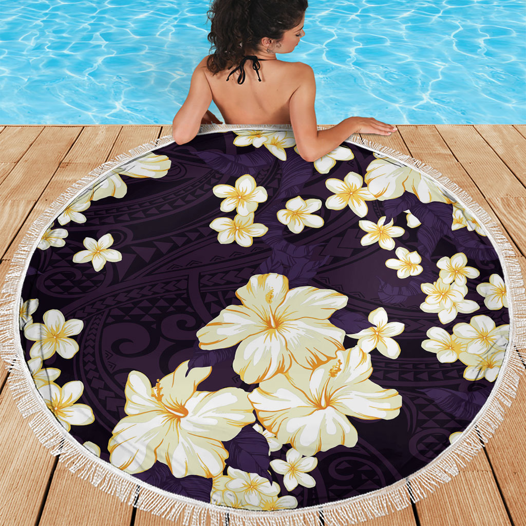 Hawaii Hibiscus Plumeria Purple Beach Blanket Polynesian Pattern LT01 - Polynesian Pride