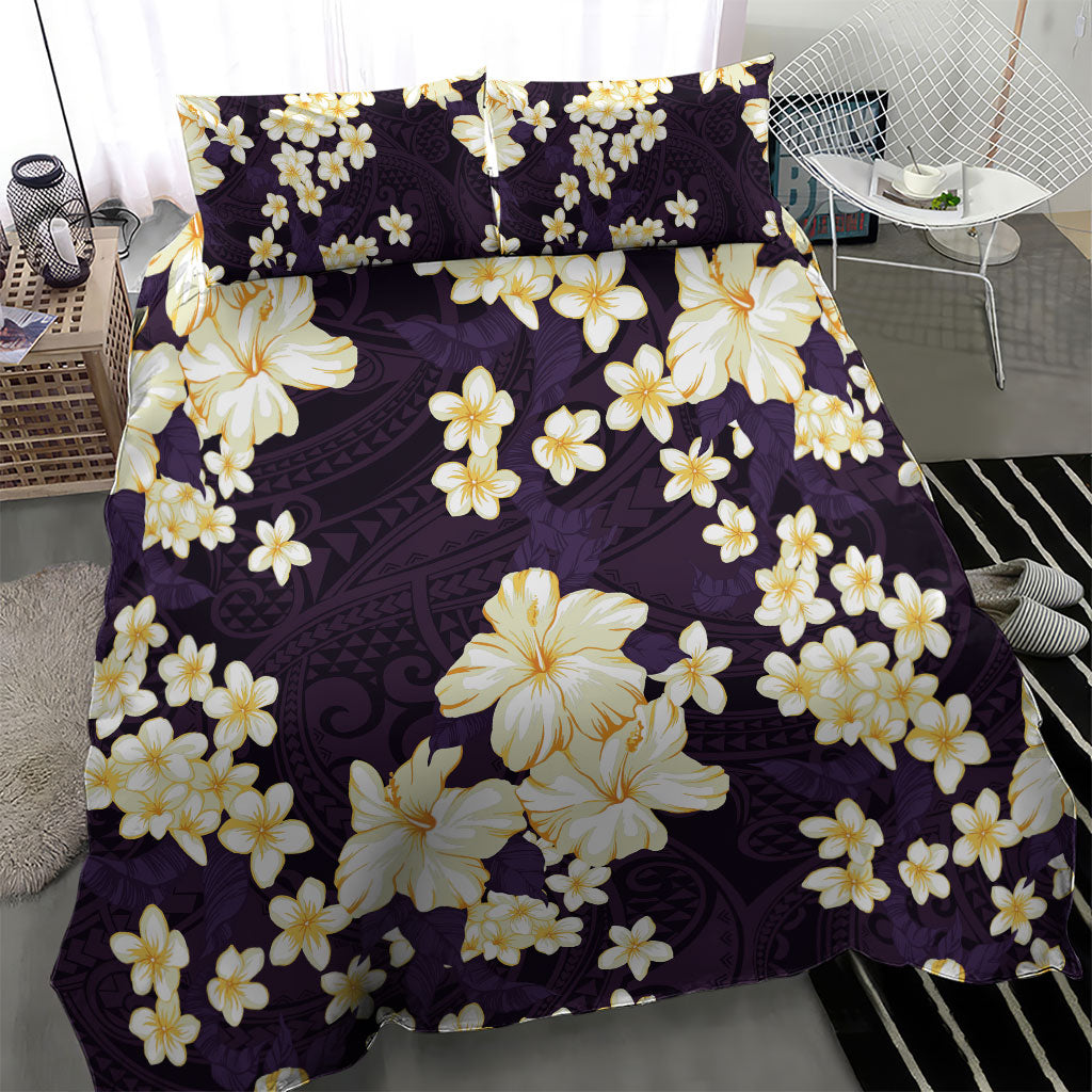 Hawaii Hibiscus Plumeria Purple Bedding Set Polynesian Pattern LT01 - Polynesian Pride