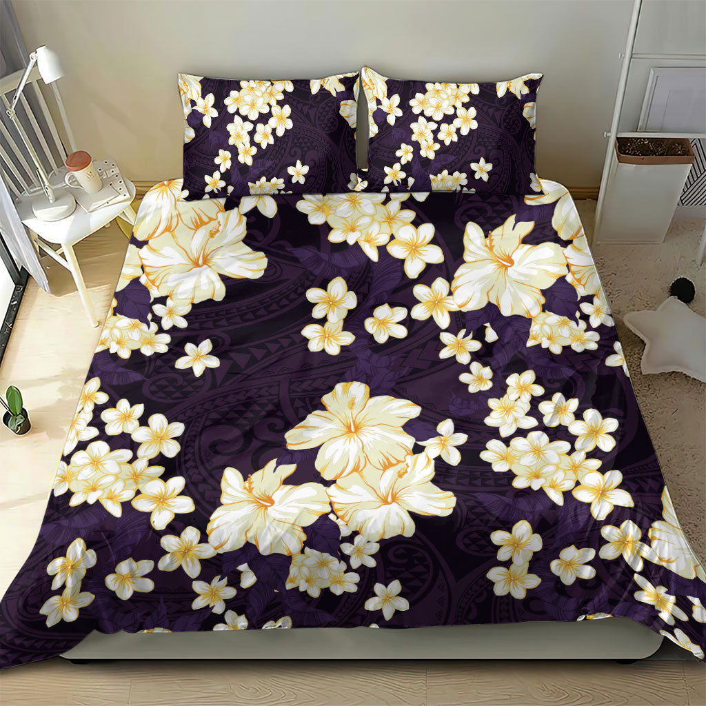 Hawaii Hibiscus Plumeria Purple Bedding Set Polynesian Pattern LT01 - Polynesian Pride