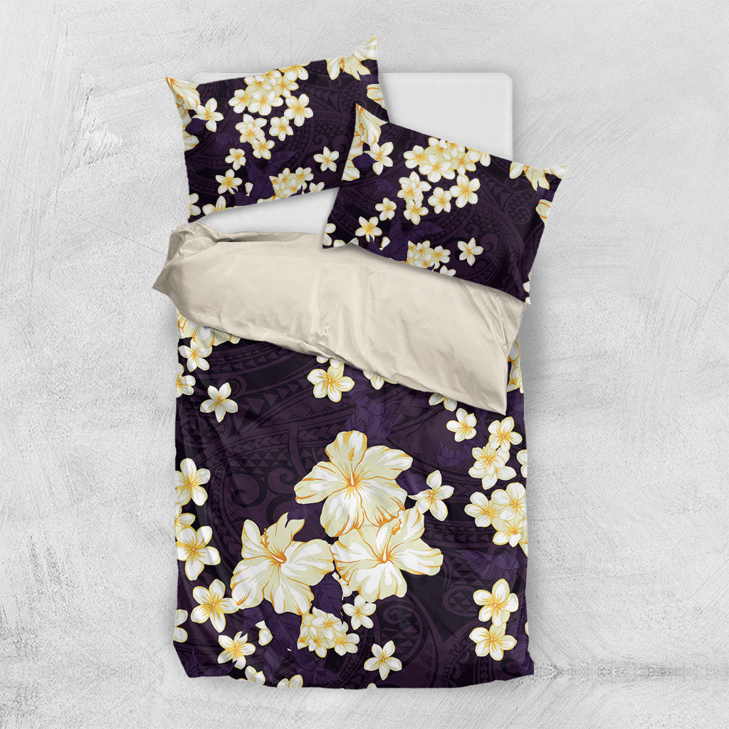 Hawaii Hibiscus Plumeria Purple Bedding Set Polynesian Pattern LT01 US Twin 172cm x 218cm Purple - Polynesian Pride