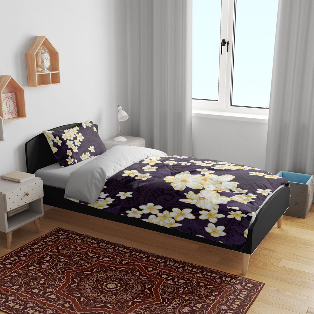 Hawaii Hibiscus Plumeria Purple Bedding Set Polynesian Pattern LT01 - Polynesian Pride