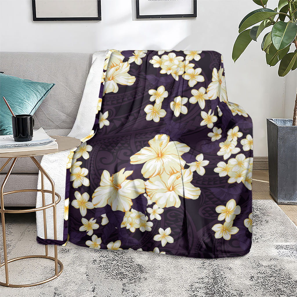 Hawaii Hibiscus Plumeria Purple Blanket Polynesian Pattern LT01 - Polynesian Pride