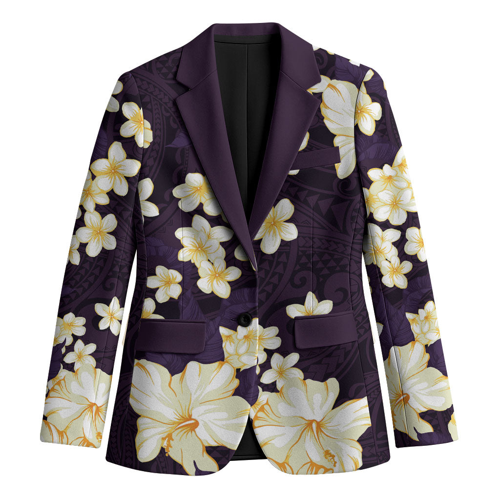 Hawaii Hibiscus Plumeria Purple Blazer Polynesian Pattern LT01 Unisex Purple - Polynesian Pride