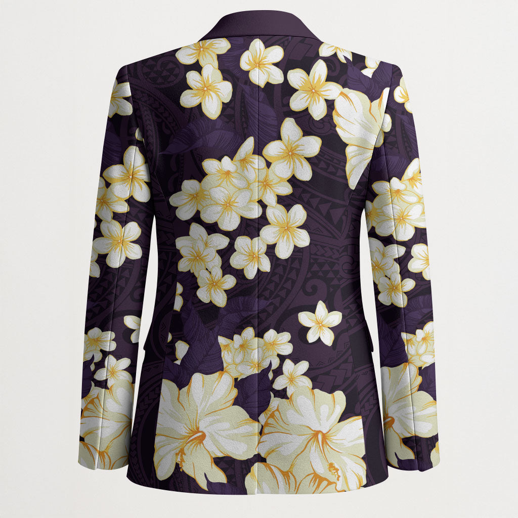 Hawaii Hibiscus Plumeria Purple Blazer Polynesian Pattern LT01 - Polynesian Pride