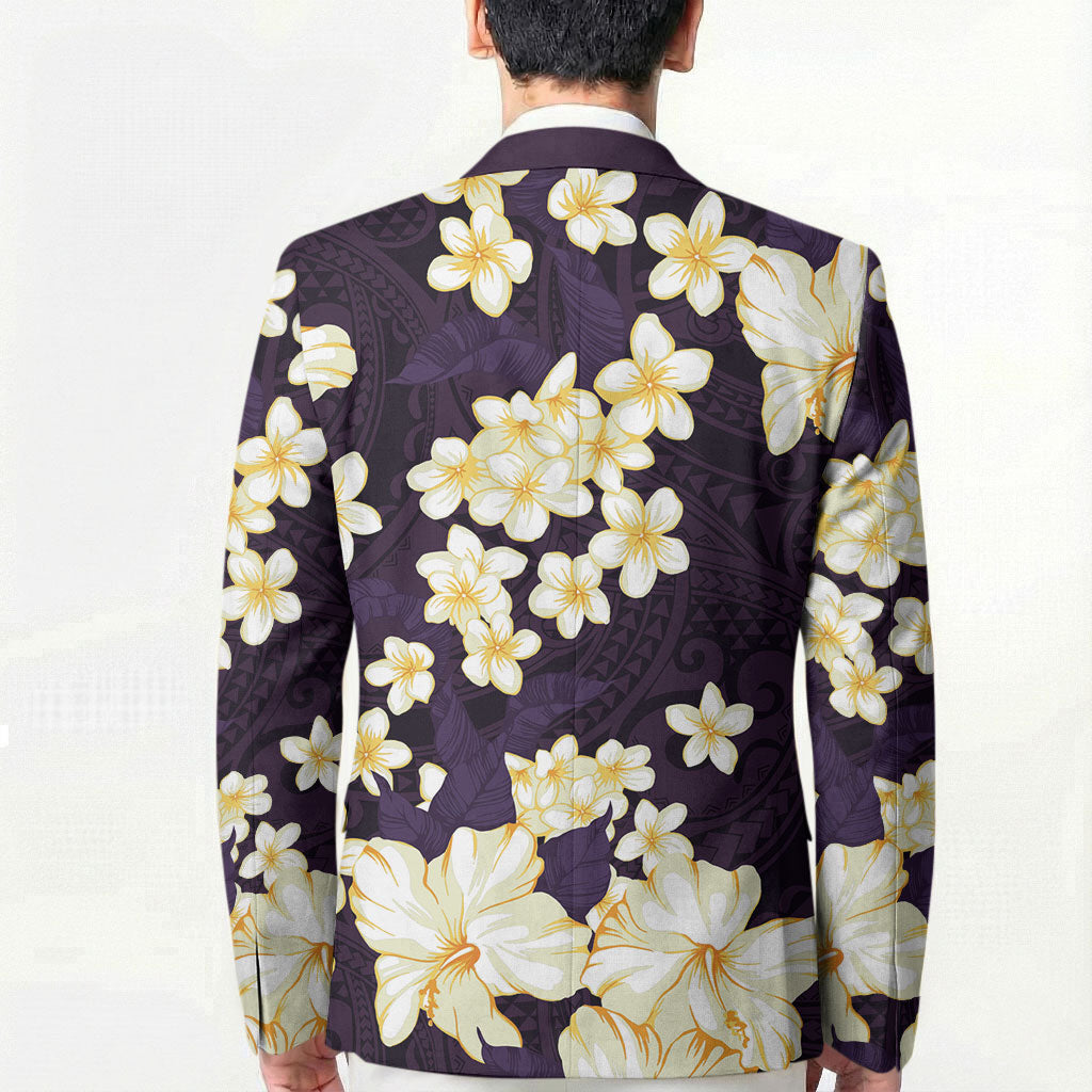 Hawaii Hibiscus Plumeria Purple Blazer Polynesian Pattern LT01 - Polynesian Pride