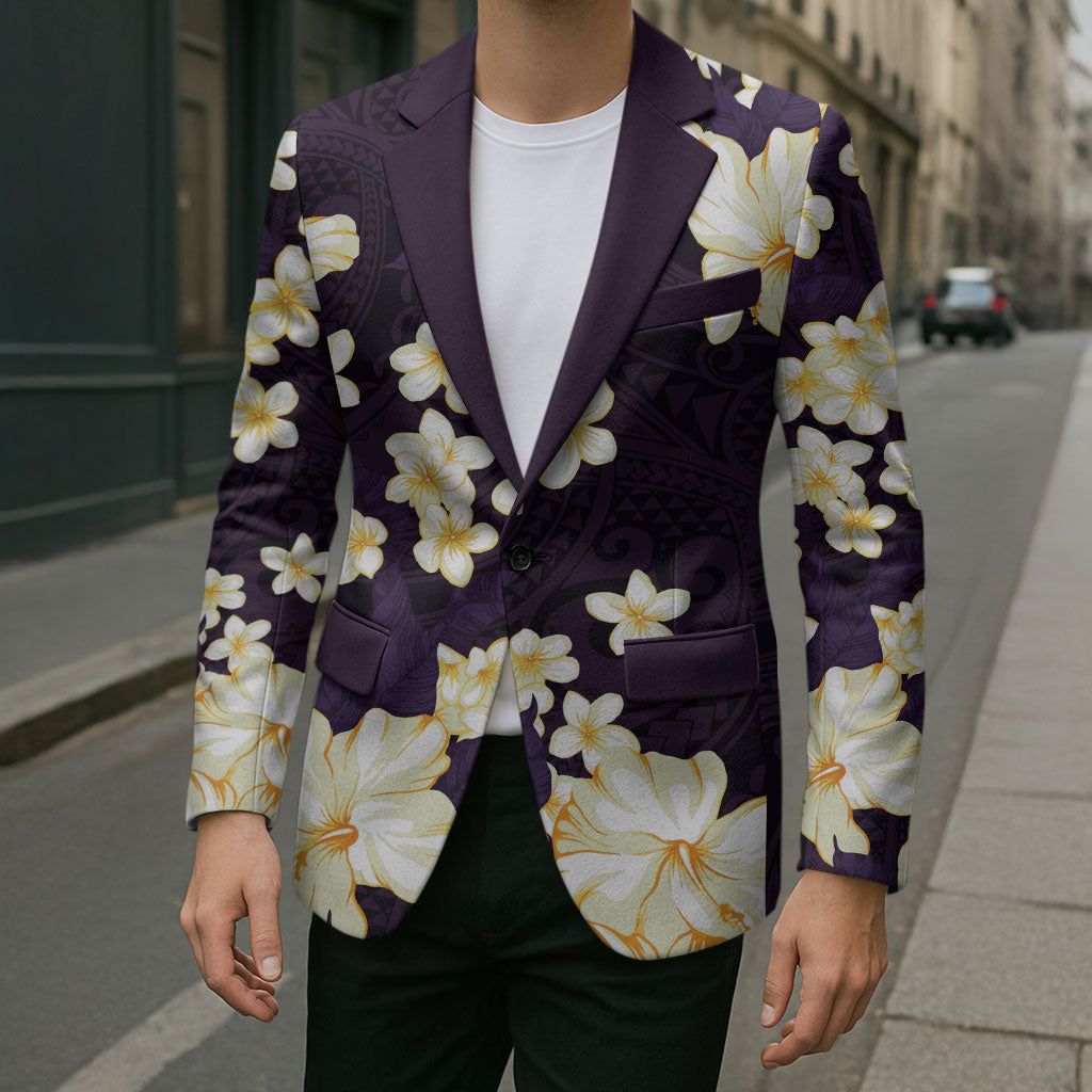 Hawaii Hibiscus Plumeria Purple Blazer Polynesian Pattern LT01 - Polynesian Pride