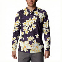 Hawaii Hibiscus Plumeria Purple Button Sweatshirt Polynesian Pattern LT01 - Polynesian Pride