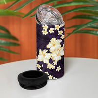 Hawaii Hibiscus Plumeria Purple 4 in 1 Can Cooler Tumbler Polynesian Pattern LT01 - Polynesian Pride
