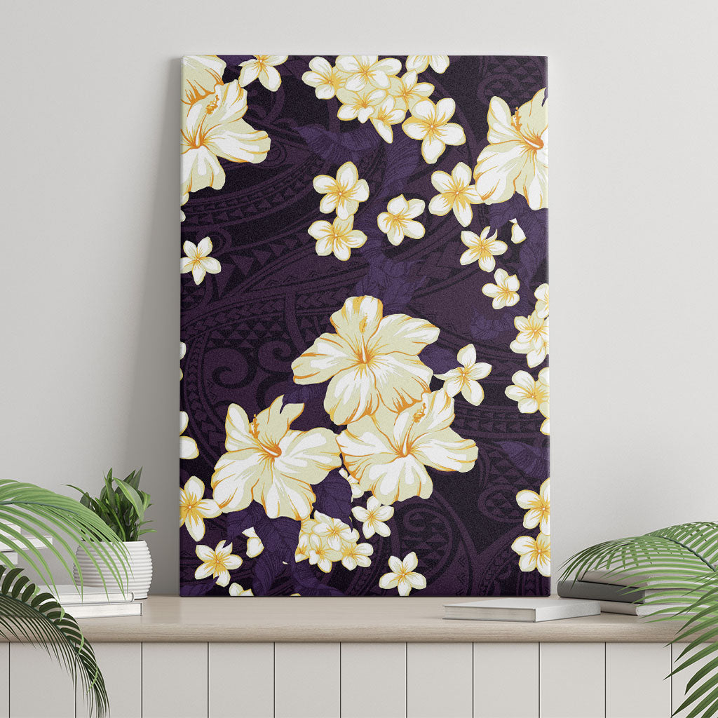 Hawaii Hibiscus Plumeria Purple Canvas Wall Art Polynesian Pattern LT01 - Polynesian Pride