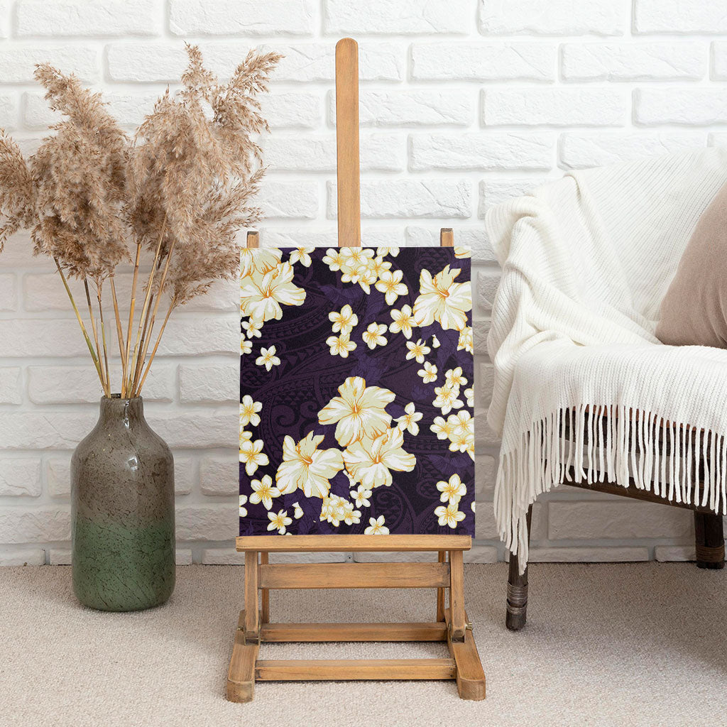 Hawaii Hibiscus Plumeria Purple Canvas Wall Art Polynesian Pattern LT01 - Polynesian Pride
