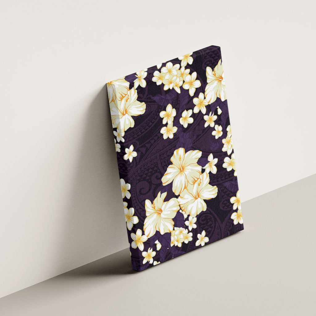 Hawaii Hibiscus Plumeria Purple Canvas Wall Art Polynesian Pattern LT01 - Polynesian Pride