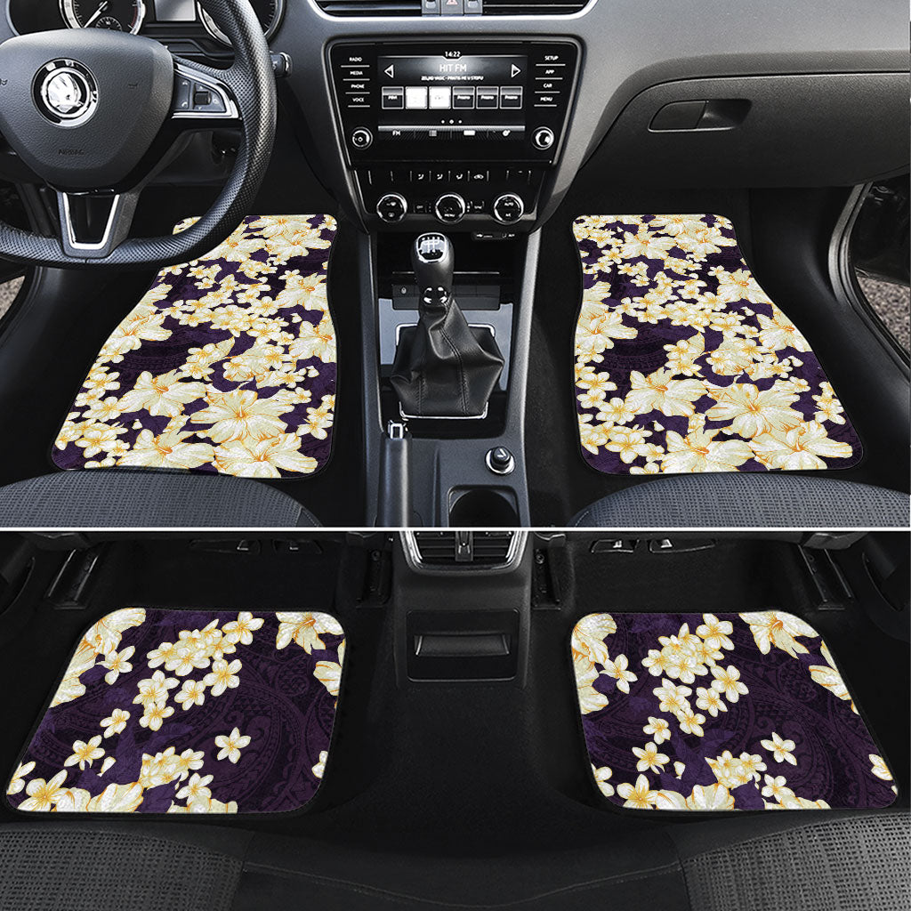 Hawaii Hibiscus Plumeria Purple Car Mats Polynesian Pattern LT01 Set 4pcs Purple - Polynesian Pride
