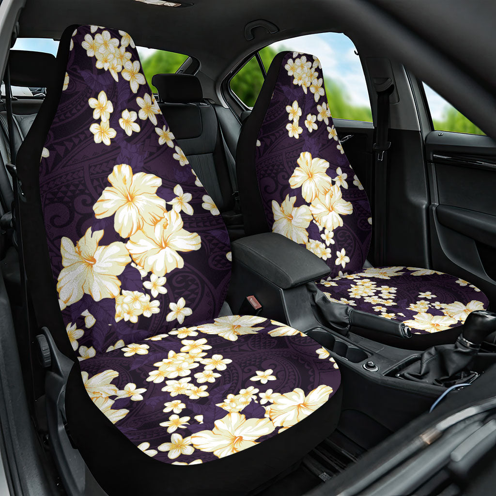 Hawaii Hibiscus Plumeria Purple Car Seat Cover Polynesian Pattern LT01 One Size Purple - Polynesian Pride