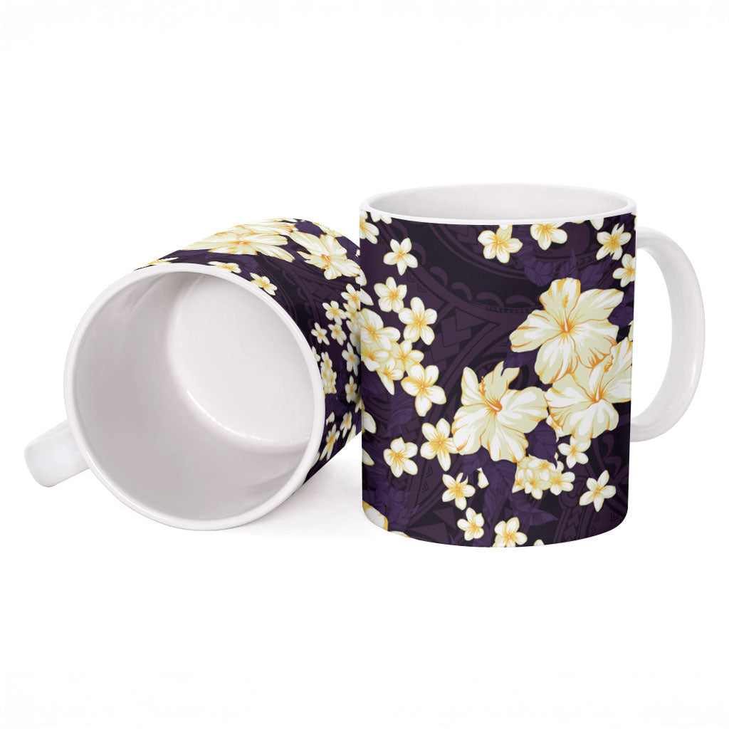 Hawaii Hibiscus Plumeria Purple Ceramic Mug Polynesian Pattern LT01 - Polynesian Pride