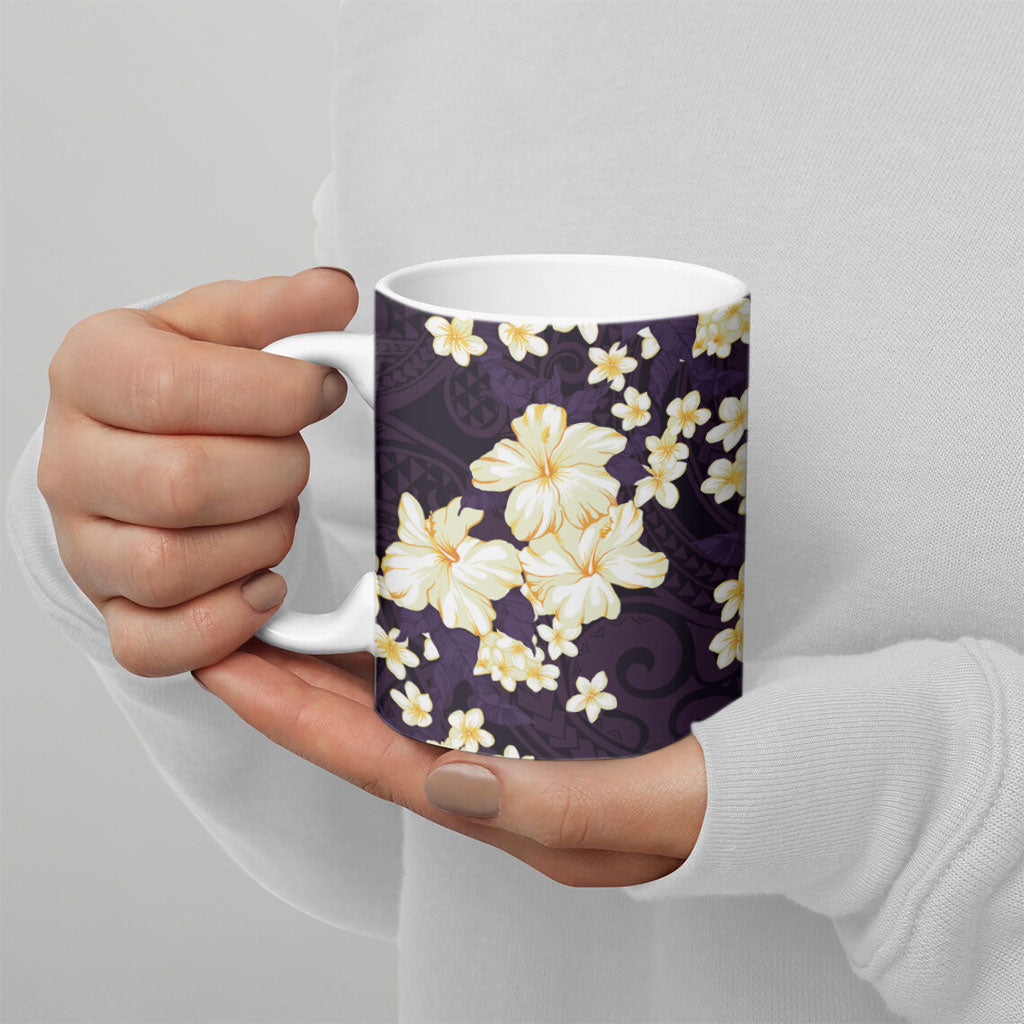 Hawaii Hibiscus Plumeria Purple Ceramic Mug Polynesian Pattern LT01 - Polynesian Pride