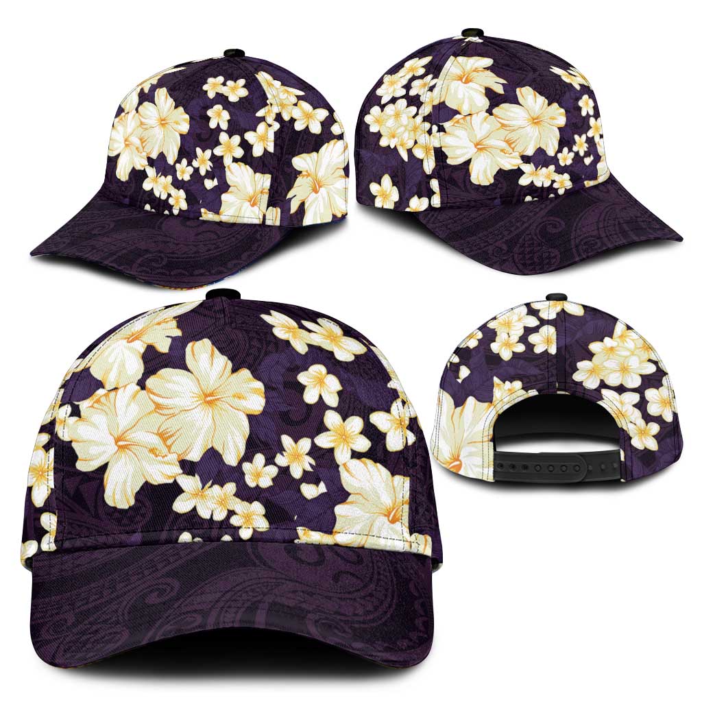 Hawaii Hibiscus Plumeria Purple Classic Cap Polynesian Pattern LT01 - Polynesian Pride