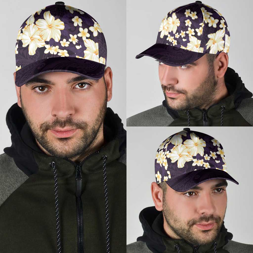 Hawaii Hibiscus Plumeria Purple Classic Cap Polynesian Pattern LT01 - Polynesian Pride