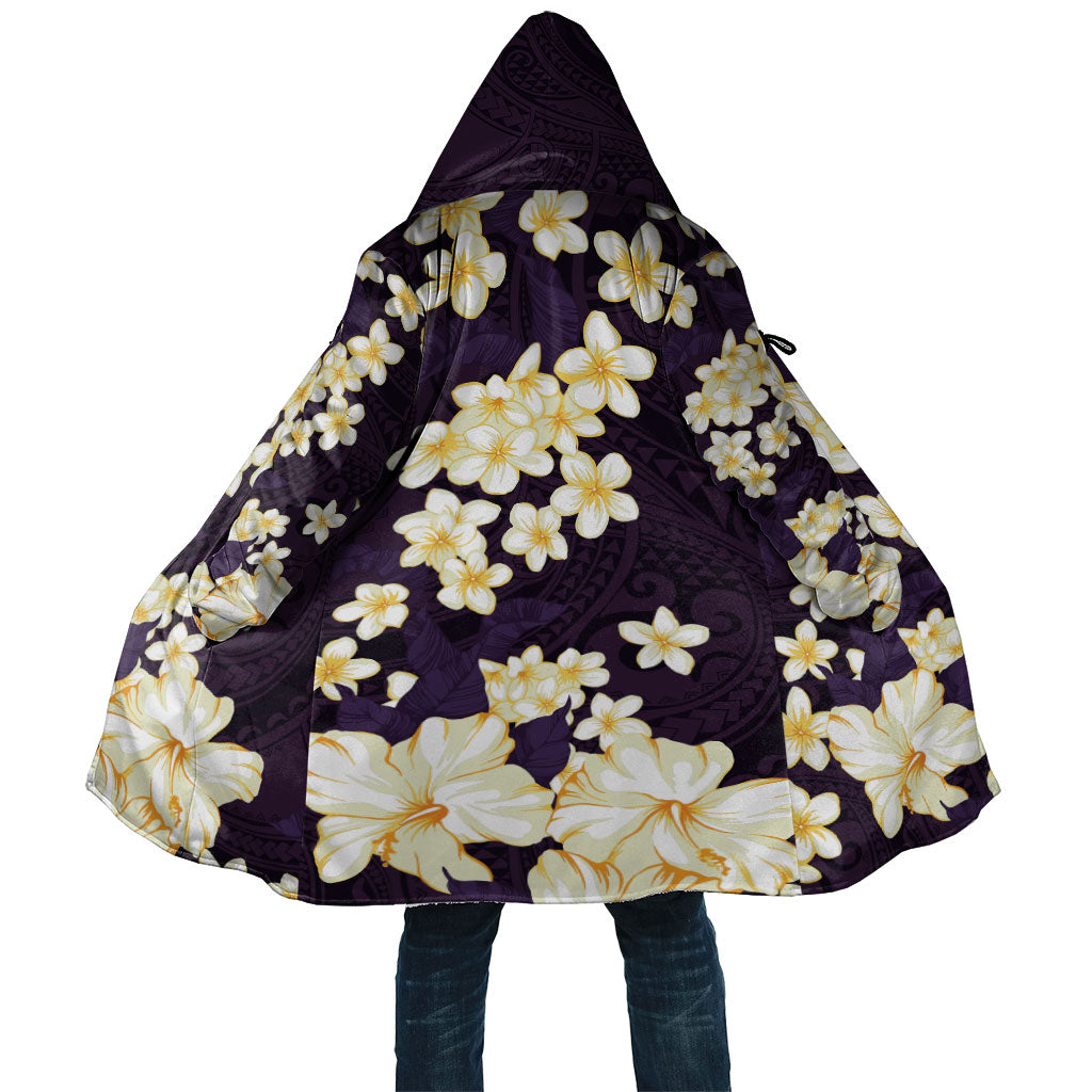 Hawaii Hibiscus Plumeria Purple Cloak Polynesian Pattern LT01 Unisex Purple - Polynesian Pride