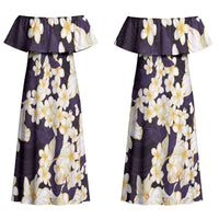 Hawaii Hibiscus Plumeria Purple Couples Matching Off Shoulder Maxi Dress and Hawaiian Shirt Polynesian Pattern LT01 - Polynesian Pride