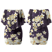 Hawaii Hibiscus Plumeria Purple Couples Matching Off Shoulder Short Dress and Long Sleeve Button Shirt Polynesian Pattern LT01 - Polynesian Pride