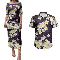 Hawaii Hibiscus Plumeria Purple Couples Matching Puletasi and Hawaiian Shirt Polynesian Pattern LT01 Purple - Polynesian Pride