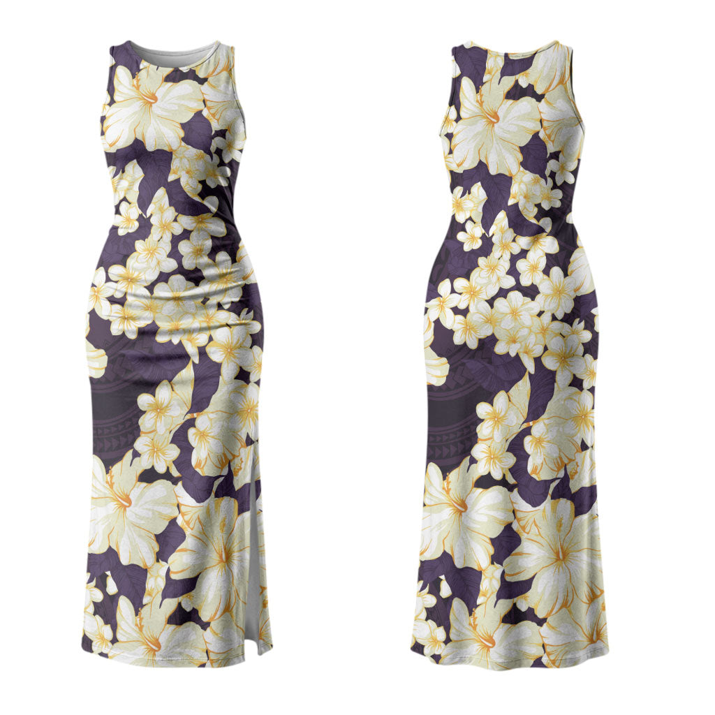Hawaii Hibiscus Plumeria Purple Couples Matching Tank Maxi Dress and Hawaiian Shirt Polynesian Pattern LT01 - Polynesian Pride