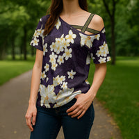 Hawaii Hibiscus Plumeria Purple Cross Shoulder Shirt Polynesian Pattern LT01 - Polynesian Pride