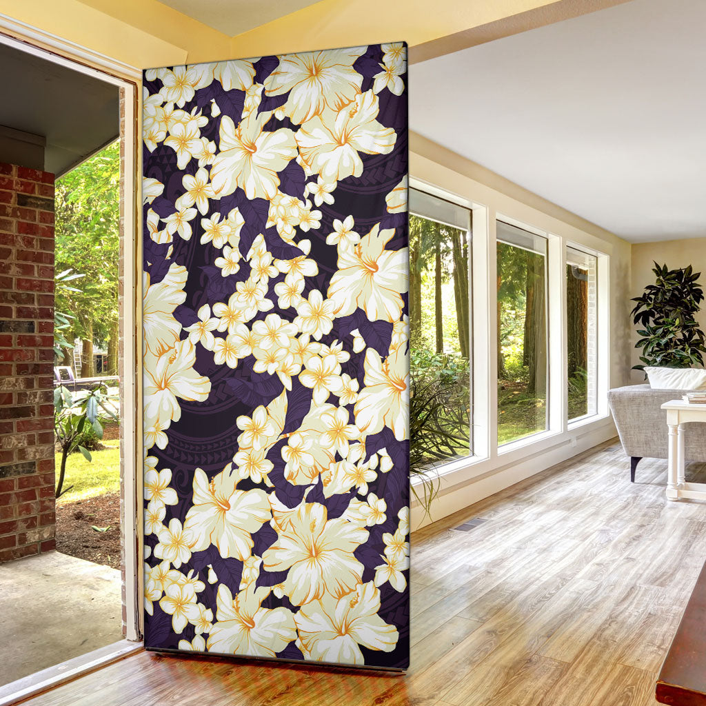 Hawaii Hibiscus Plumeria Purple Door Cover Polynesian Pattern LT01 - Polynesian Pride